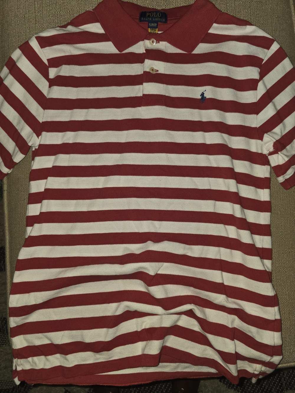 Polo by Ralph Lauren Red and White Striped Polo Shirt